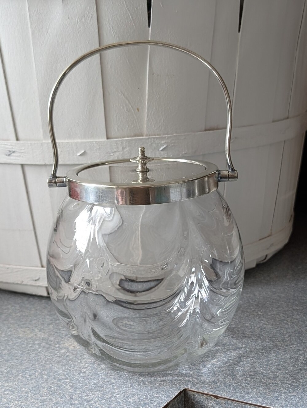 Antique Glass Biscuit Jar marked WMF (Württembergische Metallwarenfabrik).